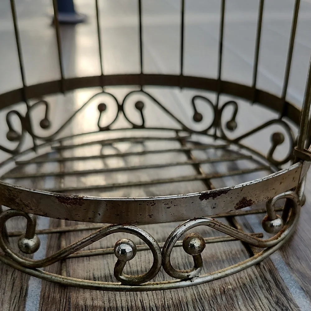 Vintage Gold Birdcage with Pink Roses
